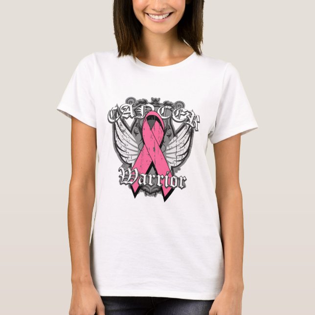 Warrior Vintage Wings - Breast Cancer T-Shirt (Front)