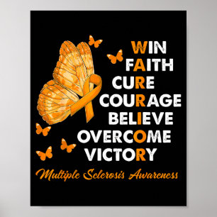 Warrior Win Faith Cure Ribbon Multiple Sclerosis A Poster