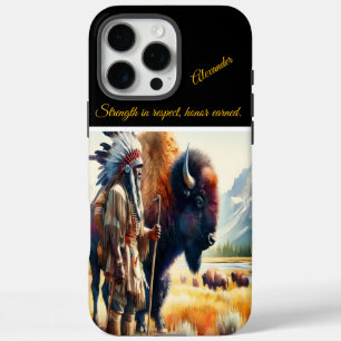 Warrior with bison.  iPhone 16 pro max case