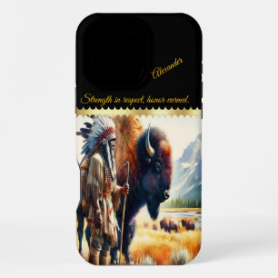 Warrior with bison. iPhone 16 pro max case