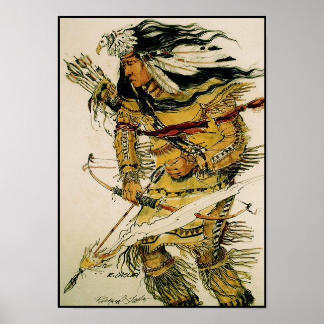Warrior with Flaming Arrow Canvas Print (Front)