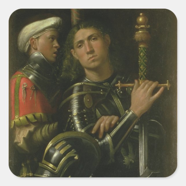 Warrior with Groom (oil) Square Sticker (Front)