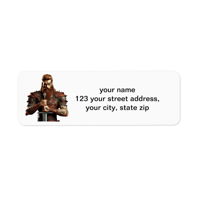 Warrior with Sword Return Address Label (Front)