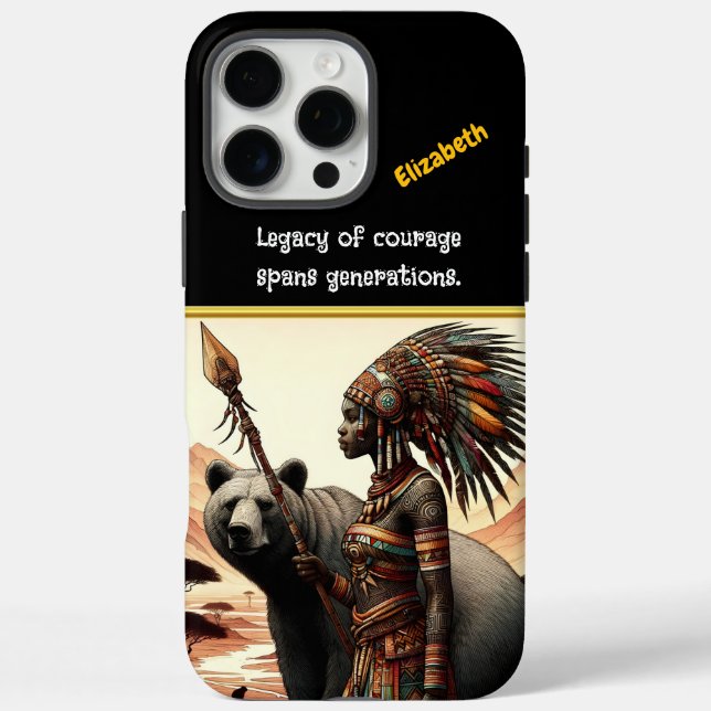 Warrior woman with bear at dawn Case-Mate iPhone case (Back)