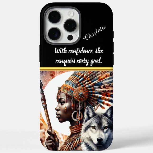 Warrior woman with spirit wolf at dusk Case-Mate iPhone case (Back)