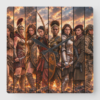 Warrior Women Through the Ages Square Wall Clock