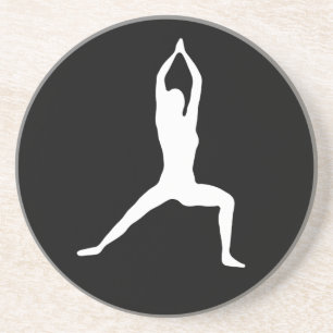 Warrior Yoga Pose Silhouette Coaster
