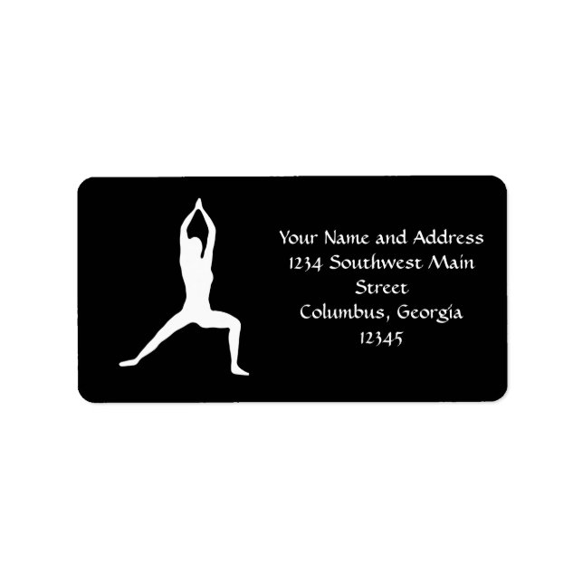 Warrior Yoga Pose Silhouette Label (Front)