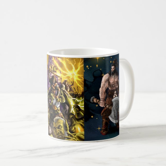 Warriors and Wizards Fantasy Characters Battle Coffee Mug (Front Right)