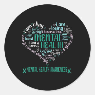 Warriors Green Support Squads Mentals Health Aware Classic Round Sticker