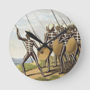 Warriors of New South Wales, engraved by Matthew D Round Clock