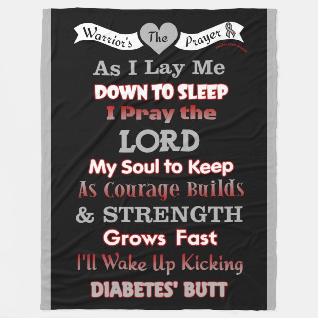Warrior's Prayer...Diabetes Fleece Blanket (Front)