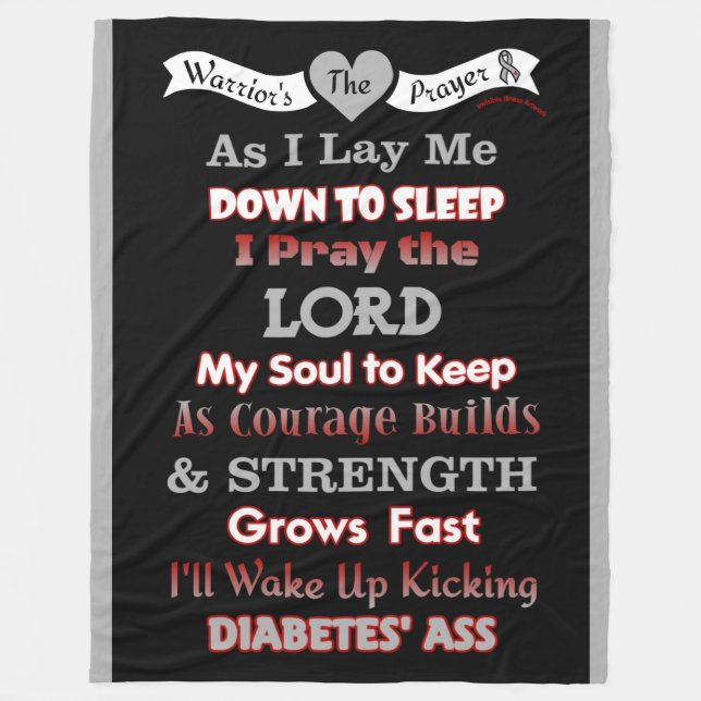 Warrior's Prayer...Diabetes Fleece Blanket (Front)