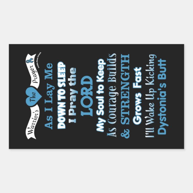 Warrior's Prayer...Dystonia Rectangular Sticker (Front)