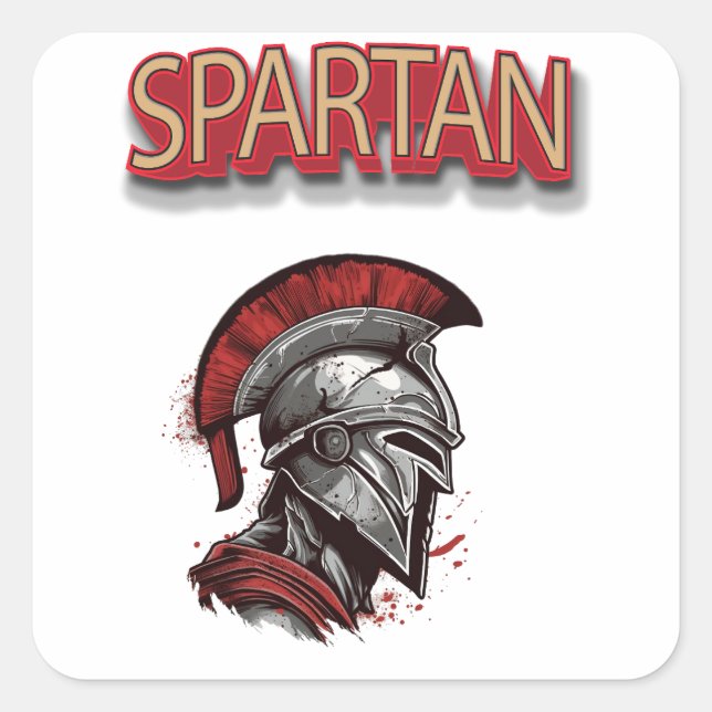 Warrior's Pride - Spartan Helmet with Red Plume Square Sticker (Front)