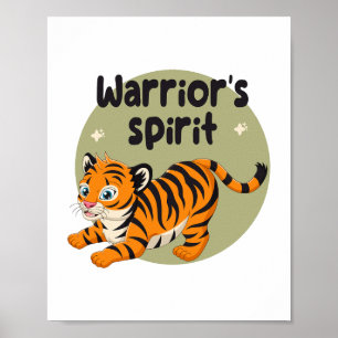 Warrior's spirit Kawaii cute baby tiger orange  Poster