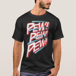 Wars Pew Pew Tie Fighter Outline Text  T-Shirt