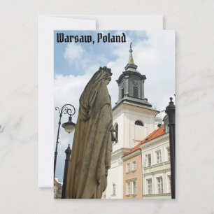 Warsaw church and statue, Poland card