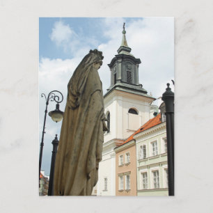 Warsaw church and statue, Poland Postcard