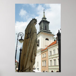 Warsaw church and statue, Poland Poster