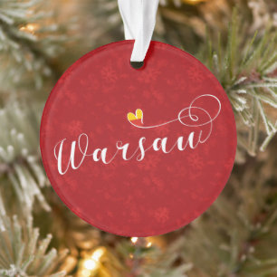 Warsaw Flag Heart, Warszawa, Poland Ornament