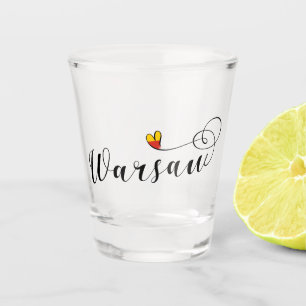Warsaw Flag in Heart, Warszawa, Polish Shot Glass
