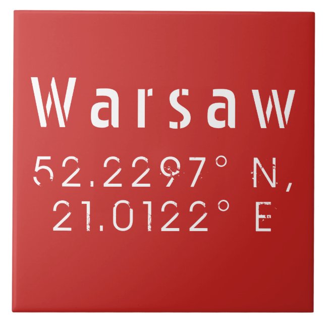 Warsaw Latitude Longitude Ceramic Tile (Front)