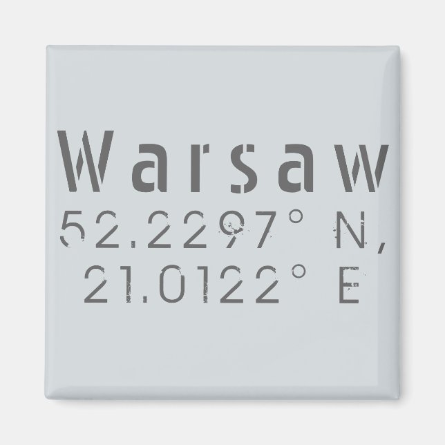 Warsaw Latitude Longitude Magnet (Front)