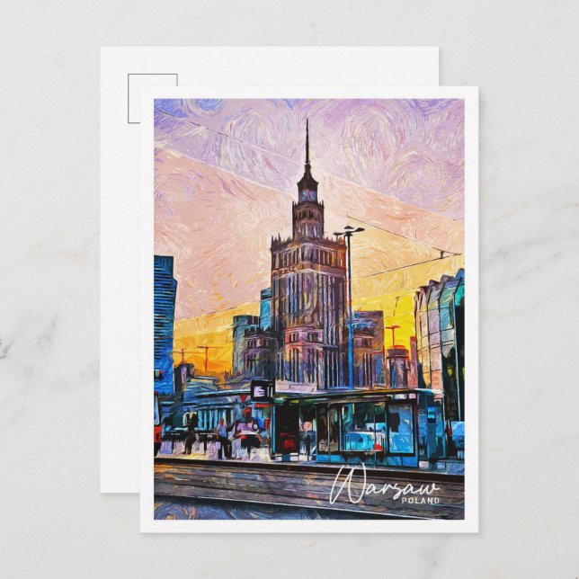 Warsaw Poland Beautiful Oil Paint Landscape Postcard (Front/Back)