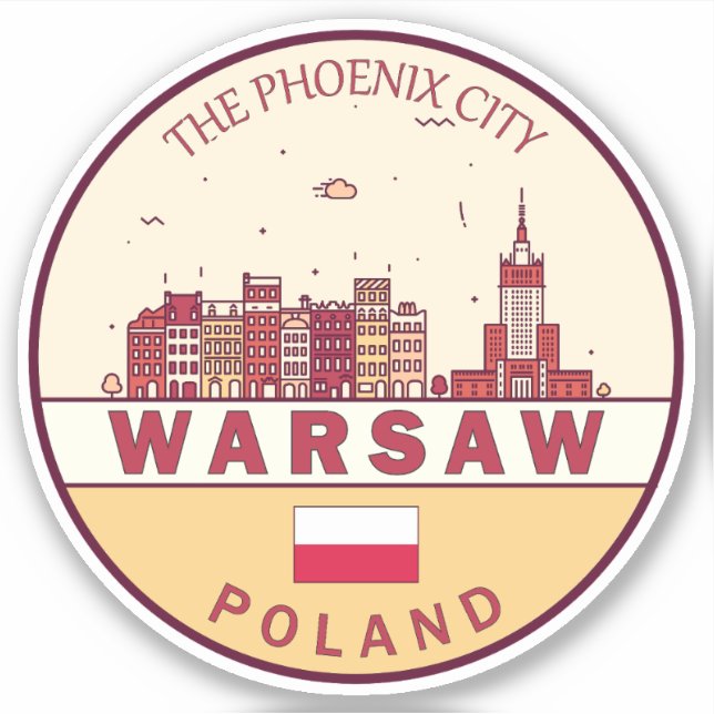 Warsaw Poland City Skyline Emblem (Front)