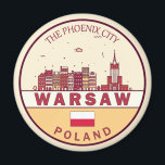 Warsaw Poland City Skyline Emblem Magnet<br><div class="desc">Warsaw minimalist,  colourful art design featuring monuments and landmarks of the city in Poland.</div>