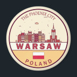 Warsaw Poland City Skyline Emblem Magnet<br><div class="desc">Warsaw minimalist,  colourful art design featuring monuments and landmarks of the city in Poland.</div>