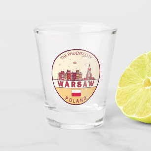 Warsaw Poland City Skyline Emblem Shot Glass