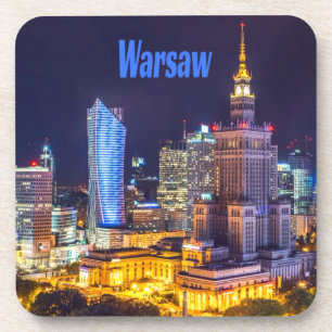 Warsaw Poland Night Skyline Warsaw Spire Coaster