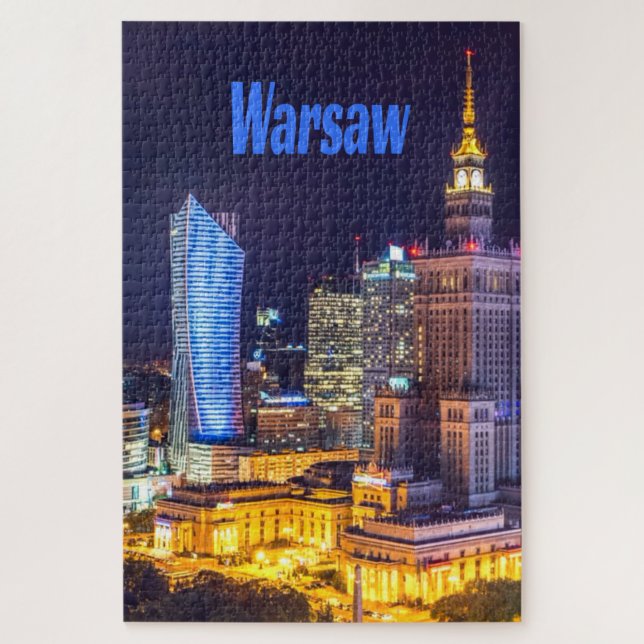 Warsaw Poland Night Skyline Warsaw Spire Jigsaw Puzzle (Vertical)