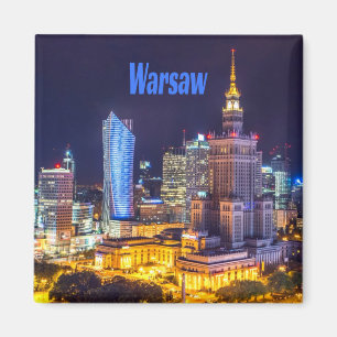 Warsaw Poland Night Skyline Warsaw Spire Magnet