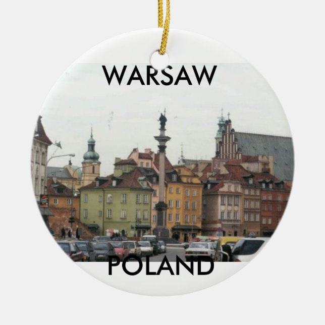 WARSAW POLAND OLD TOWN CERAMIC TREE DECORATION (Front)