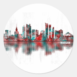 Warsaw Poland Skyline Classic Round Sticker