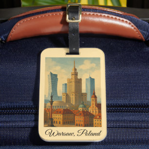 Warsaw Poland Vintage Travel Art Luggage Tag