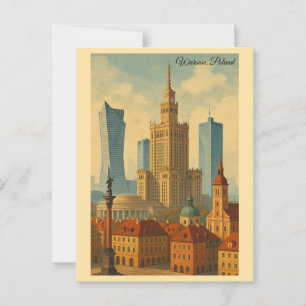Warsaw Poland Vintage Travel Art Postcard