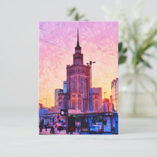 Warsaw Poland Watercolor Illustration Card