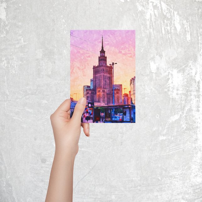 Warsaw Poland Watercolor Illustration Postcard (Warsaw Poland Watercolor Illustration)