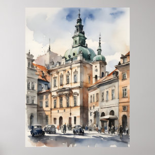Warsaw watercolor art poster