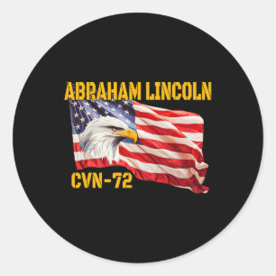 Warship Abraham Lincoln Cvn-72 Aircraft Carrier Ve Classic Round Sticker