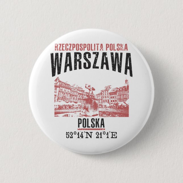 Warszawa 6 Cm Round Badge (Front)