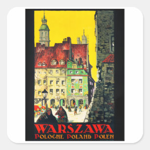 Warszawa - Poland - Vintage Travel Square Sticker