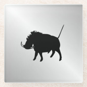 Wart Hog Silver Glass Coaster