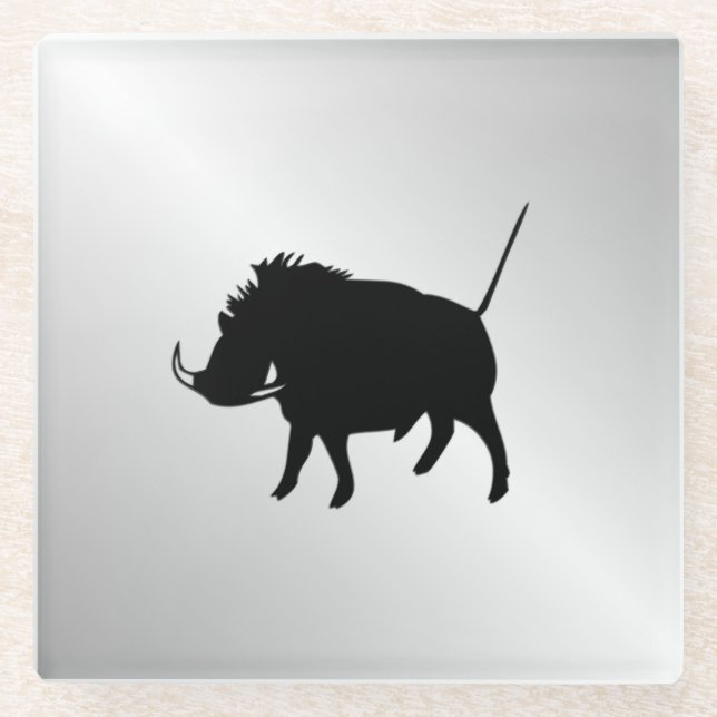 Wart Hog Silver Glass Coaster (Front)