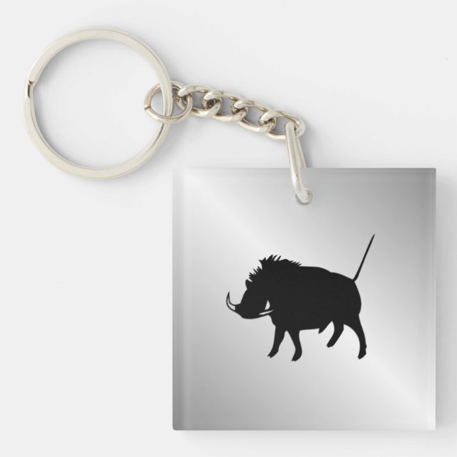 Wart Hog Silver Key Ring (Front)