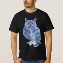 Warter Color Painting Bold Blue Owl